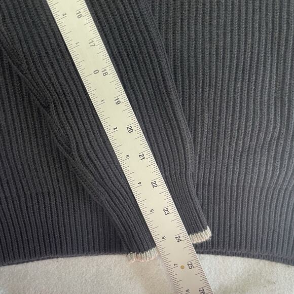 Collars & Co Mens Holland 1/4 Zip Hoodie Small Black Cashmere Blend New - Picture 4 of 6